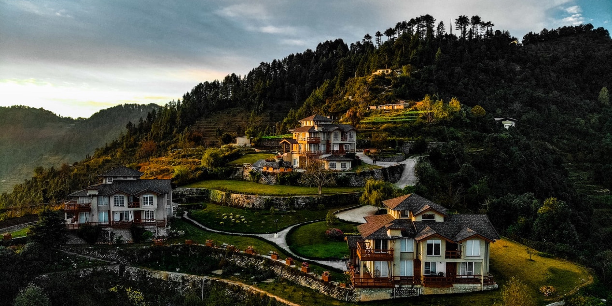 light shadows through the mountains. landscape photos